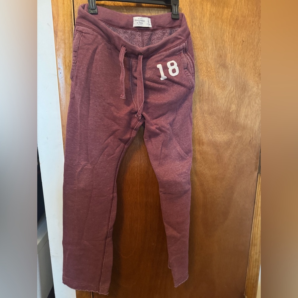 Abercrombie & Fitch Maroon Joggers with Number Detail